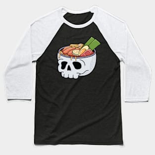 Kawaii Japanese Anime Skull Ramen for Halloween and Ramen Lovers Baseball T-Shirt